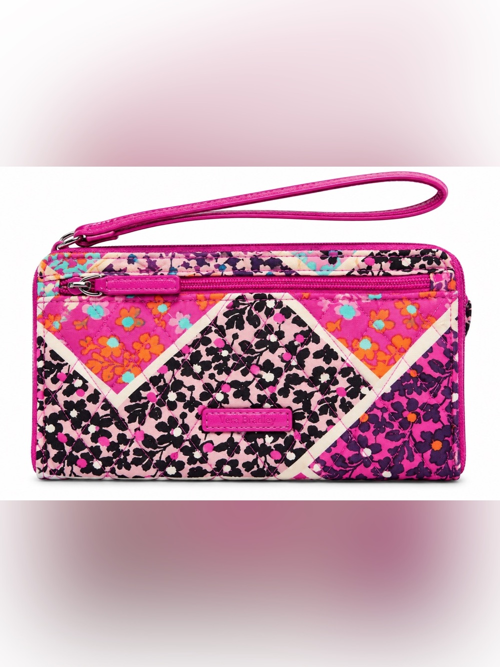 Vera Bradley Vibrant Pink Floral Quilted Wristlet Wallet
